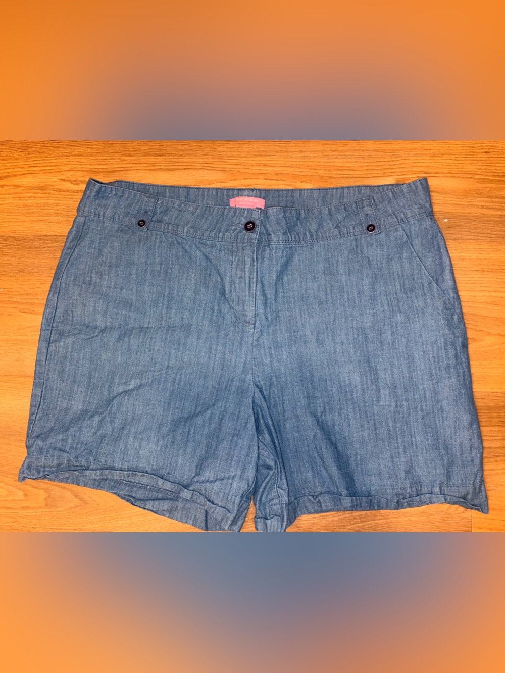 Isaac Mizrahi Blue Chambray Bermuda Shorts